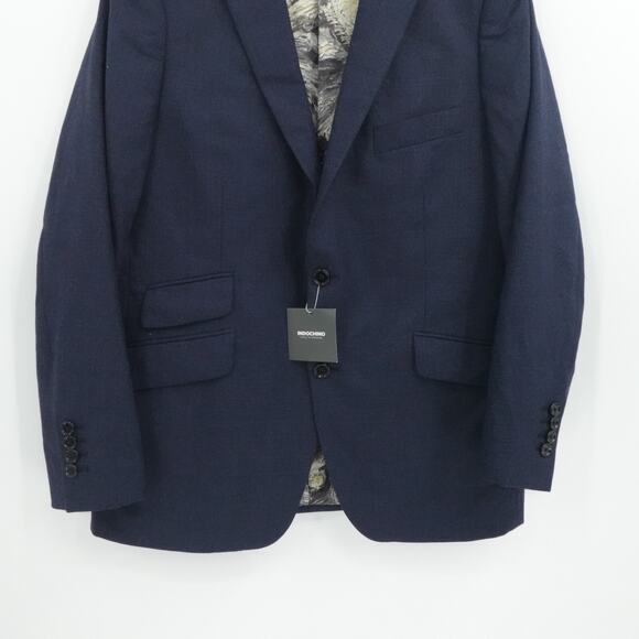 Indochino Sport Coat 40r Blue Wool Silk 2 Button Notch Lapel Made To Measure - Picture 10 of 14